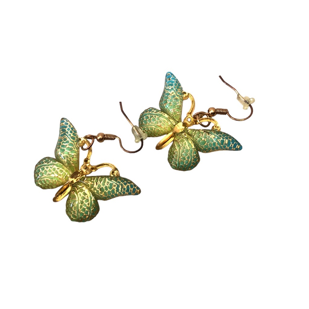 GIMEFIVE Butterfly Acrylic Earrings Women's Green/Gold